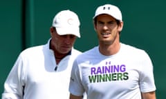 Ivan Lendl and Andy Murray in a practice session ahead of the men’s final at Wimbledon.
