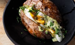 Jacket potatoes with egg and tonnato sauce, from the book Simple, by Yotam Ottolenghi