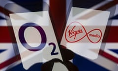 Logos of O2 and Virgin Media on smartphones