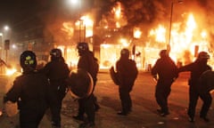 A London building burns during the 2011 riots.