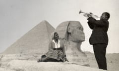 Jazz Ambassadors<br>Programme Name: Jazz Ambassadors - TX: n/a - Episode: n/a (No. n/a) - Picture Shows: Louis Armstrong and his wife Lucille pose in front of the Sphinx near Ciaro, Egypt in 1961.  - (C) Courtesy of the Louis Armstrong House Museum - Photographer: Unknown