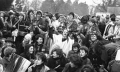 Women at Greenham Common airbase in December 1983 protest against the decision to site American cruise missiles there.