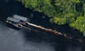 Dredging rafts belonging to miners operating illegally on the Nanay River in Loreto, Peru.