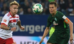 Hamburg’s Lewis Holtby, left, and Niklas Moisander in action during the stalemate.