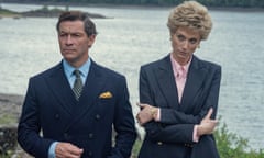 Dominic West as Prince Charles and Elizabeth Debicki as Princess Diana in season five of The Crown.