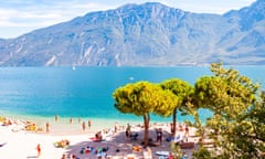 Sunbathing on Lake Garda,  Italy.