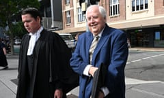 Clive Palmer (right) is seen arriving at the Brisbane court of appeal in Brisbane on 6 February 2024.