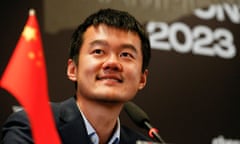 China's Ding Liren speaks after his victory on Sunday in Kazakhstan.