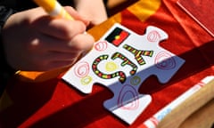 Supporters make mechanise in support of a yes vote during a Yes 23 community event in support of an Indigenous Voice to Parliament