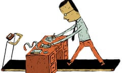 A businessman working on a treadmill<br>BR342F A businessman working on a treadmill