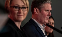 Keir Starmer with Rebecca Long-Bailey at Labour leadership hustings earlier this year