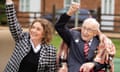 Captain Moore celebrates his 100th birthday with his daughter Hannah Ingram-Moore