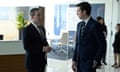 Tom (Matthew Macfadyen) and Greg (Nicholas Braun) in the Succession finale.