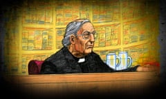 A court sketch of Cardinal George Pell