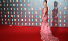 Scarlett Johansson attends the 73rd Bafta film awards in a ruffled Atelier Versace gown.