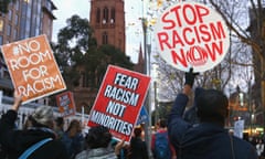 anti-racism signs at a protest