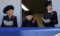 The Duchess of Cornwall, the Queen, and the Duchess of Cambridge at the Remembrance Sunday ceremony at the Cenotaph in London.