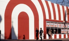 Red and white striped building