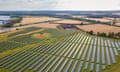 Aerial view of a solar power farm 