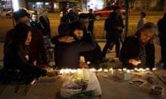 10 Killed After Rental Van Plows Into Pedestrians On Toronto Street<br>TORONTO, ON - APRIL 23: People embrace as they lay candles and leave messages at a memorial for victims of a crash on Yonge St. at Finch Ave., after a van plowed into pedestrians on April 23, 2018 in Toronto, Canada. A suspect identified as Alek Minassian, 25, is in custody after a driver in a white rental van collided with multiple pedestrians killing nine and injuring at least 16. (Photo by Cole Burston/Getty Images)