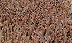 Thousands of people take part in an installation by contemporary artist Spencer Tunick at Bondi Beach in Sydney