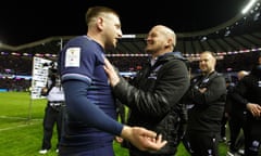 Gregor Townsend congratulates Finn Russell after Scotland's win over England.