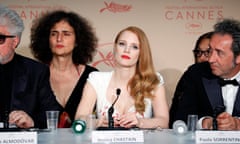 Palme D'Or Winner Press Conference - The 70th Annual Cannes Film Festival<br>CANNES, FRANCE - MAY 28:  Jury members Jessica Chastain and Paolo Sorrentino attends the Palme D'Or winner press conference during the 70th annual Cannes Film Festival at Palais des Festivals on May 28, 2017 in Cannes, France.  (Photo by Andreas Rentz/Getty Images)