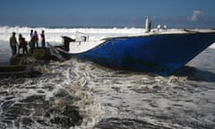 Wrecked asylum seeker boat