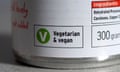 Vegetarian & vegan label on a tin