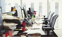 Empty desks in an office.