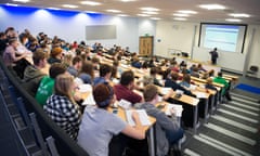 Students at a university lecture.