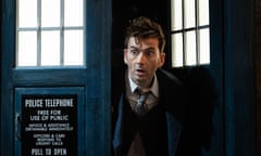 David Tennant looks out of the Tardis