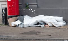 Cardboard and bedding on the streets of Windsor.