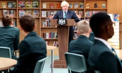 The Prime Minister Boris Minister visits Castle Rock High School in Coalville.