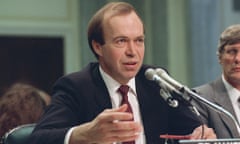 Hansen<br>FILE - In this May 9, 1989 file photo, Dr. James Hansen, director of NASA’s Goddard Institute for Space Studies in New York, testifies before a Senate Transportation subcommittee on Capitol Hill in Washington, D.C., a year after his history-making testimony telling the world that global warming was here and would get worse. (AP Photo/Dennis Cook, File)