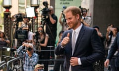 Prince Harry leaves the Royal Courts of Justice in London on Wednesday