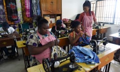 Women sew clothes at Idia Renaissance non-governmental organisation in Benin-city, Edo State, midwest Nigeria.