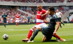 Middlesbrough v Real Sociedad - Pre Season Friendly<br>Football Soccer Britain - Middlesbrough v Real Sociedad - Pre Season Friendly - The Riverside Stadium - 6/8/16
Emilio Nsue of Middlesbrough (L) and Yuri Berchiche of Real Sociedad in action
Action Images via Reuters / Ed Sykes
Livepic
EDITORIAL USE ONLY.