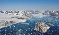 Glaciers calving icebergs in south-west Greenland