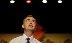 New leader of the Liberal Democrat Party, Tim Farron, delivers his first speech as leader.<br>Newly elected leader of the Liberal Democrat Party, Tim Farron, delivers his first speech as leader, at the Islington Assembly Hall in London, Britain, July 16, 2015. The Liberal Democrats, the former junior coalition partners of Prime Minister David Cameron, on Thursday named left-leaning Tim Farron as their new leader, two months after the party was virtually wiped out in May's British election. REUTERS/Peter Nicholls