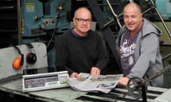 General Manager Gavin Schmidt, and Editor Michael Murphy of the Barrier Daily Truth , Broken Hills only newspaper. Australia. 14 April 2020.