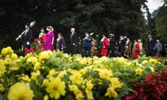 A parade of lord mayors, mayors and other civic heads from across the county make their way through Ripon during the Yorkshire Day celebrations