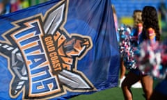NRL Rd 9 - Titans v Knights<br>GOLD COAST, AUSTRALIA - APRIL 29: A Titans fan flag is seen flying before the start of the round nine NRL match between the Gold Coast Titans and the Newcastle Knights at Cbus Super Stadium on April 29, 2017 in Gold Coast, Australia. (Photo by Ian Hitchcock/Getty Images)