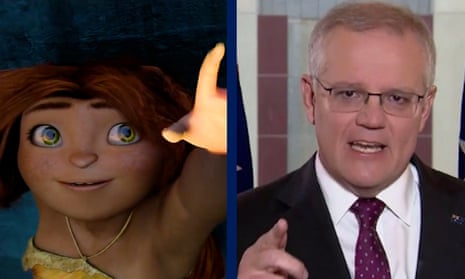 'It’s like that movie The Croods': Scott Morrison likens Australia's Covid plan to cartoon – video