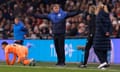 The Netherlands coach, Andries Jonker, reacts during the Nations League match against England