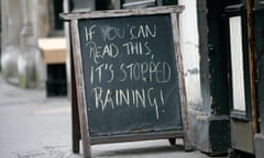 Amusing sign outside a London Pub, referring to the recent wet weather there. Image shot 02/2010. Exact date unknown.<br>BJA6CC Amusing sign outside a London Pub, referring to the recent wet weather there. Image shot 02/2010. Exact date unknown.