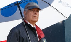 HRH Prince Andrew, Duke of York, wearing his past captain of the R&A badge, watches the second round of the Open at Carnoustie