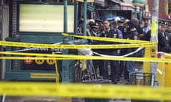 The entrance to the 36th Street subway stop following the shooting in Brooklyn, New York, on 12 April 2022. 