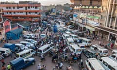 A busy street in downtown Kampala, Uganda