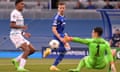 Mislav Orsic beats Kepa Arrizabalaga and scores for Dinamo Zagreb against Chelsea